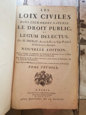 Les Lois civiles dans leur droit naturel, le droit public, et Legum Delectus