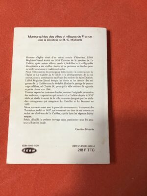 La Cadière/ Archives paroissiales ou statistique religieuse/ Abbé MAGLOIRE-GIRAUD/ Collection MONOGRAPHIES DES VILLES & VILLAGES DE FRANCE dirigée par M.-G. MICBERTH/ Éditions Res Universis 1993 (fac-similé de l’édition originale de 1958)/ Exemplaire numéroté 3