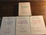 WILLY et COLETTE WILLY/ 4 romans de la série des « Claudine »/ chaque volume numéroté 2963 (tirage de 3000 exemplaires) est orné d’une lithographie de Christian BÉRARD/ Éditions du Livre MONTE-CARLO 1946 WILLY et COLETTE WILLY/ 4 romans de la série des « Claudine »/ chaque volume numéroté 2963 (tirage de 3000 exemplaires) est orné d’une lithographie de Christian BÉRARD/ Éditions du Livre MONTE-CARLO 1946