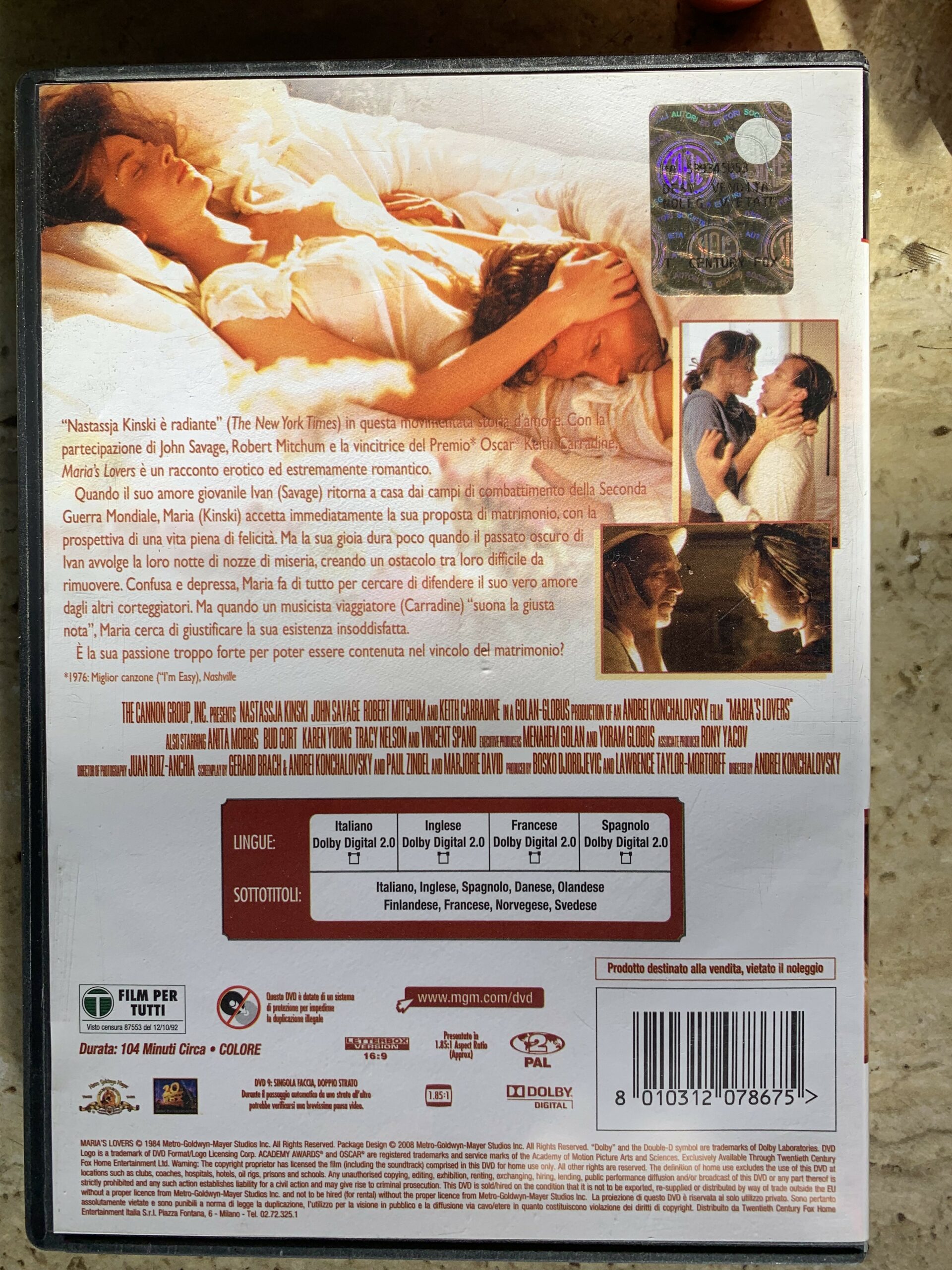 Maria's Lovers / avec Nastassja Kinski / DVD vidéo / Andrei Konchalovsky