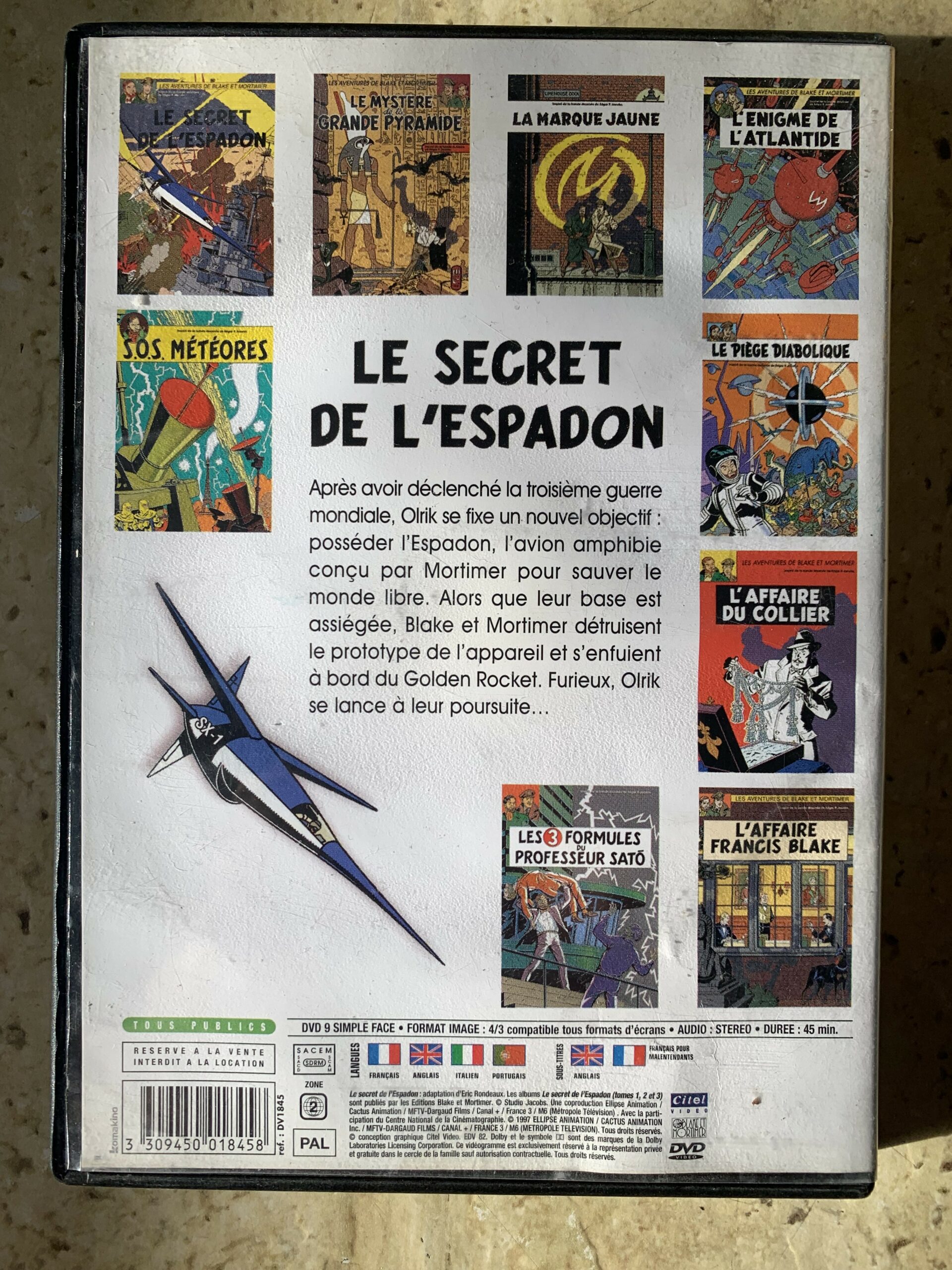 Le Secret de l'Espadon / Les aventures de BLake et Mortimer / DVD vidéo / inspiré de la BD de Edgar P. JACOBS